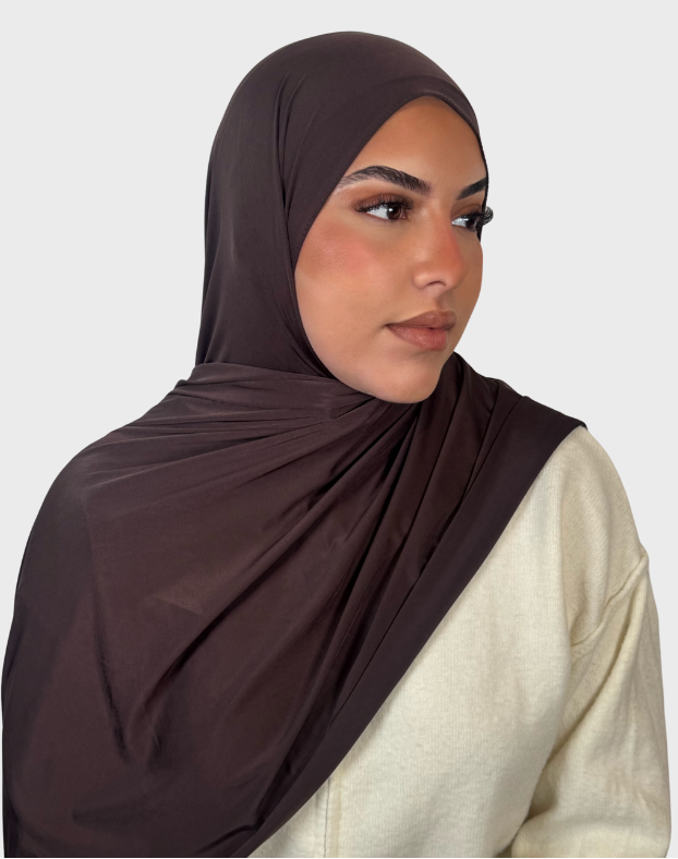 Hijab jersey liquide satiné SEDEF - Dark brown