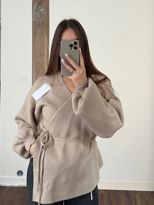 CARDIGAN A NOUER TAUPE