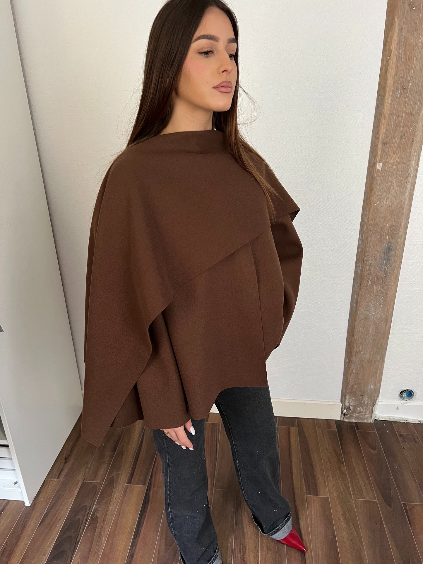 Manteau cape marron