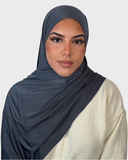 Hijab jersey liquide satiné SEDEF - Gris anthracite