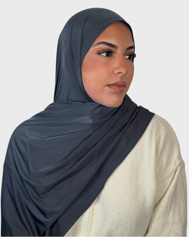 Hijab jersey liquide satiné SEDEF - Gris anthracite