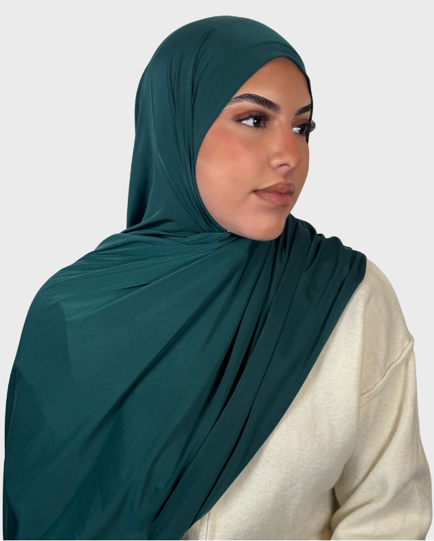 Hijab jersey liquide satiné SEDEF - Emeraude