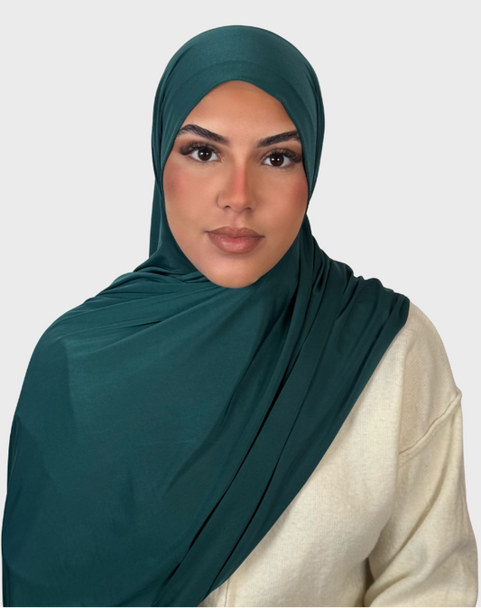 Hijab jersey liquide satiné SEDEF - Emeraude