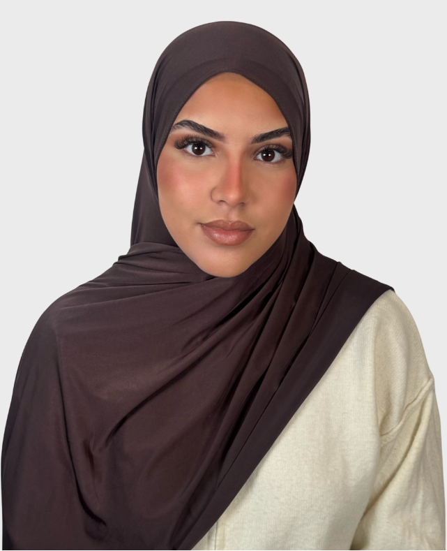 Hijab jersey liquide satiné SEDEF - Dark brown