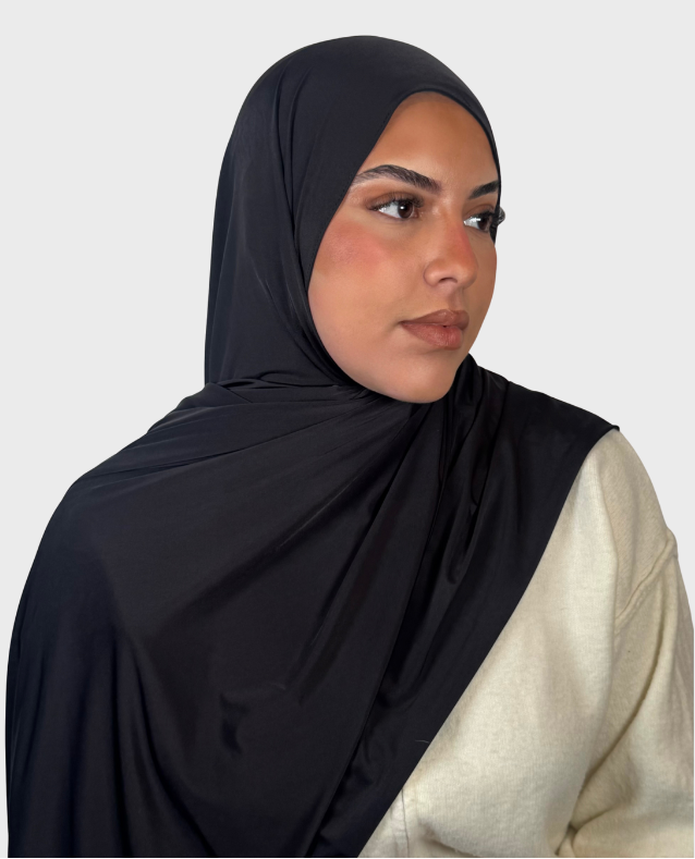 Hijab jersey liquide satiné SEDEF - Noir