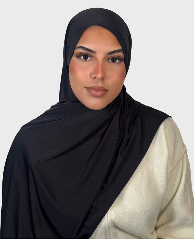 Hijab jersey liquide satiné SEDEF - Noir