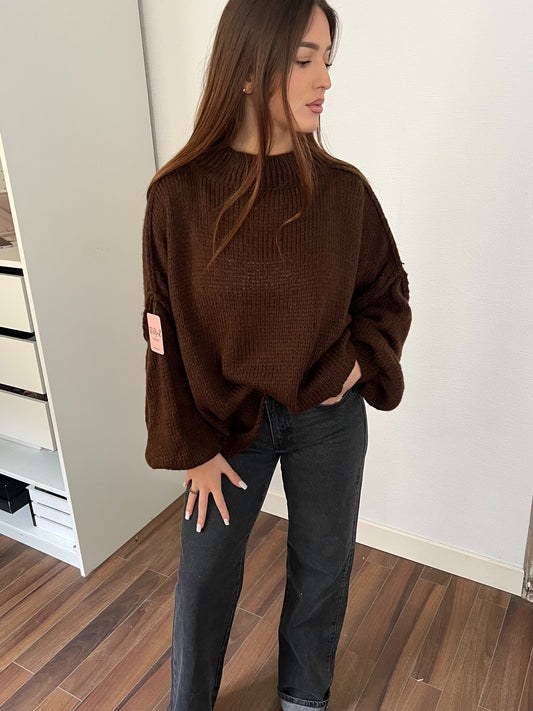 Pull mohair marron